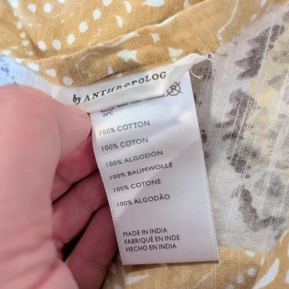 Set of 2 By Anthropologie Meguro Euro Sham Pillowcases 28in x 28in Block Print